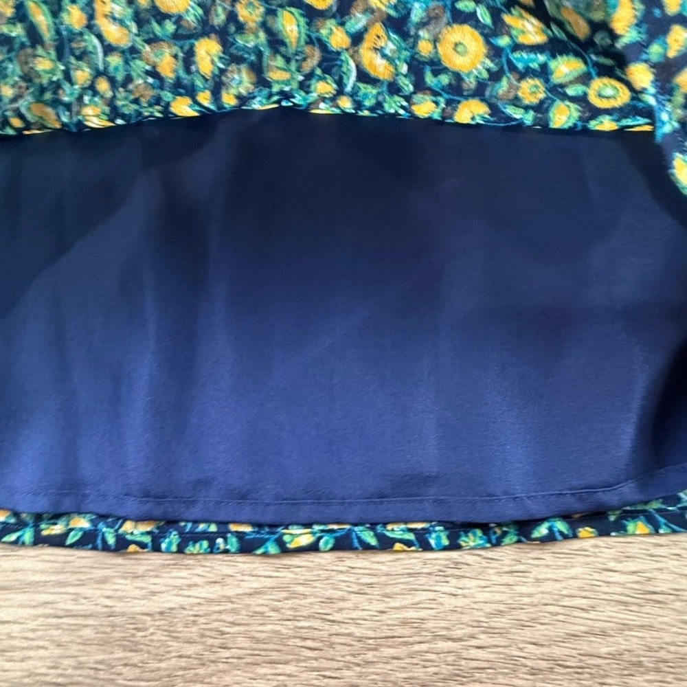 J. Crew Factory Women's Ruffle Tie-Neck Short Sleeve Blouse Navy Floral NWT S - Picture 11 of 15